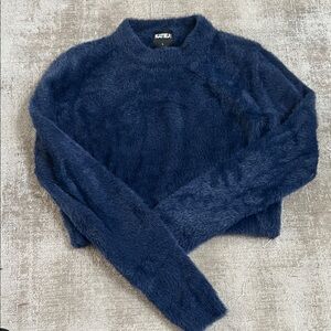 Katie J NYC Deep Blue Fuzzy Sweater Girls Size L